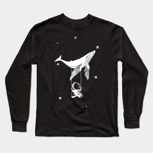 Astronaut Swings with whale Long Sleeve T-Shirt